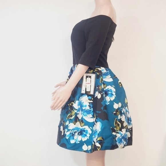 BESTY & ADAM Caipirinha Cocktail Blue & Black Mini Dress With Pockets Size 10 - Picture 5 of 12